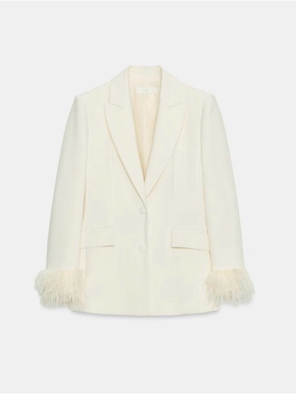 ZARA Women's Ivory Feather-Cuff Blazer
